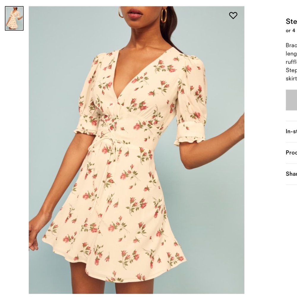 Reformation Steph Dress Florence Size 8